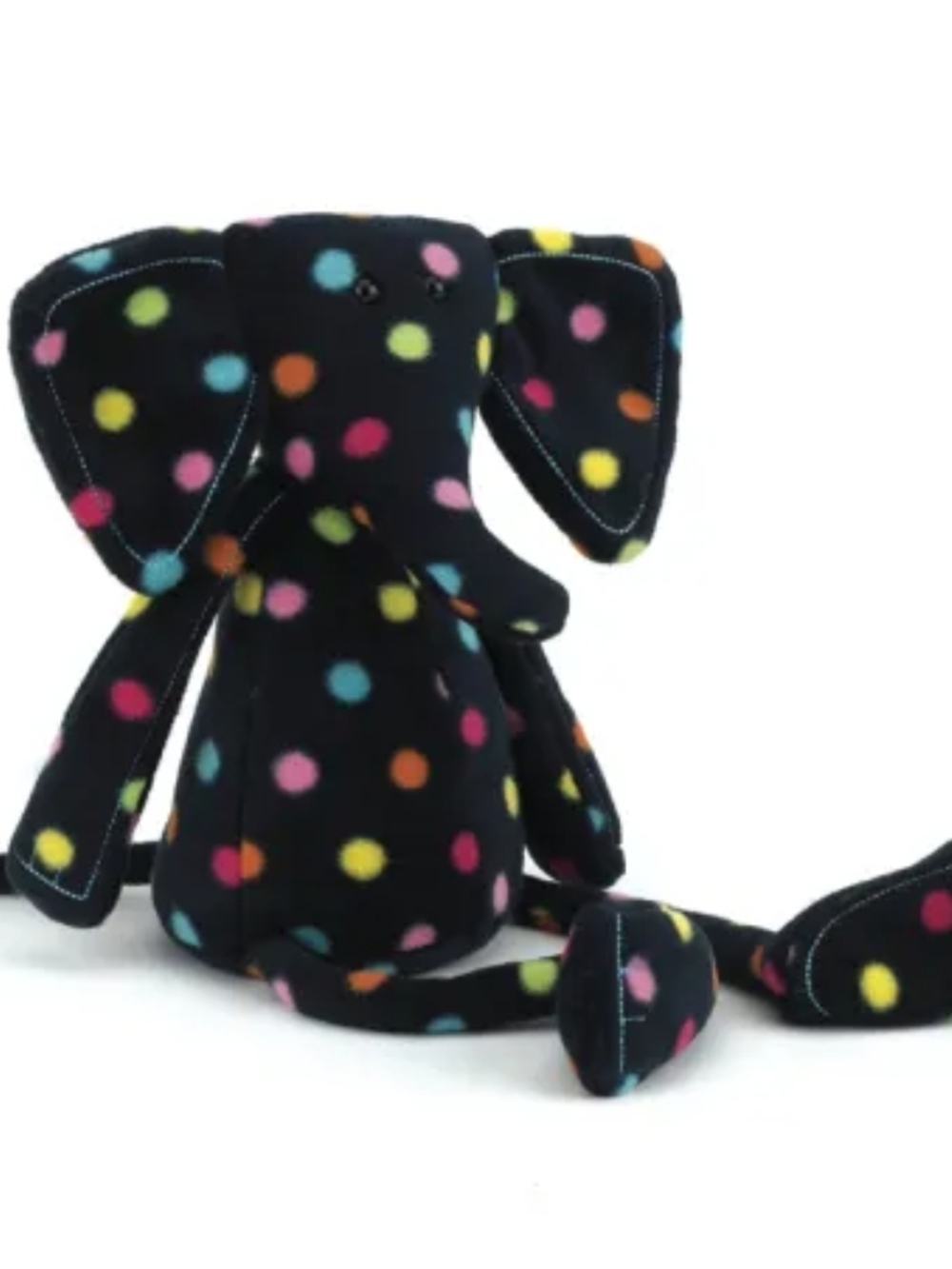 NWT Jellycat Les Animals Le Elephant RETIRED Dark Navy with Rainbow Polkadots